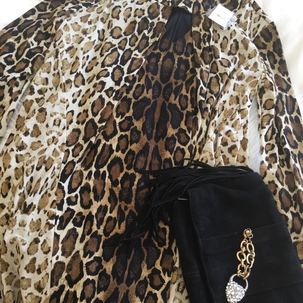Long sleeve leopard dress